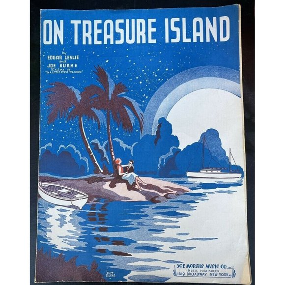 Vintage 1935 Sheet Music "On Treasure Island" Piano Chords Lyrics Cover Art - Picture 1 of 6